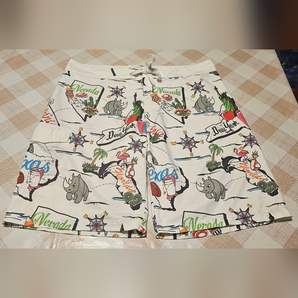 Ecko surf board shorts Men's Texas Calif NY Map,Sz.38.     B-45